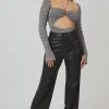 Public Desire Space Dye Cut Out Strappy Long Sleeve Bodysuit | Women Knitwear