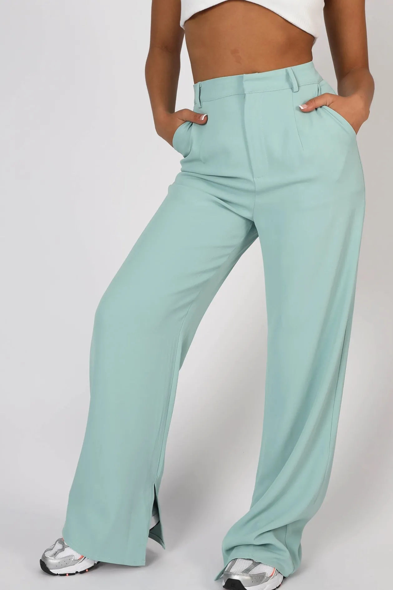 Public Desire Split Detail High Waisted Dad Trouser | Women Trousers