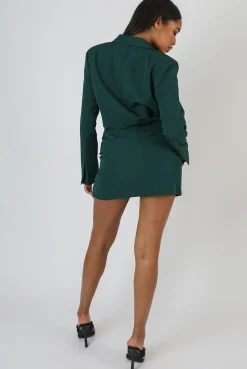 Public Desire Split Front Mini Skirt Forest Green | Women Tailoring