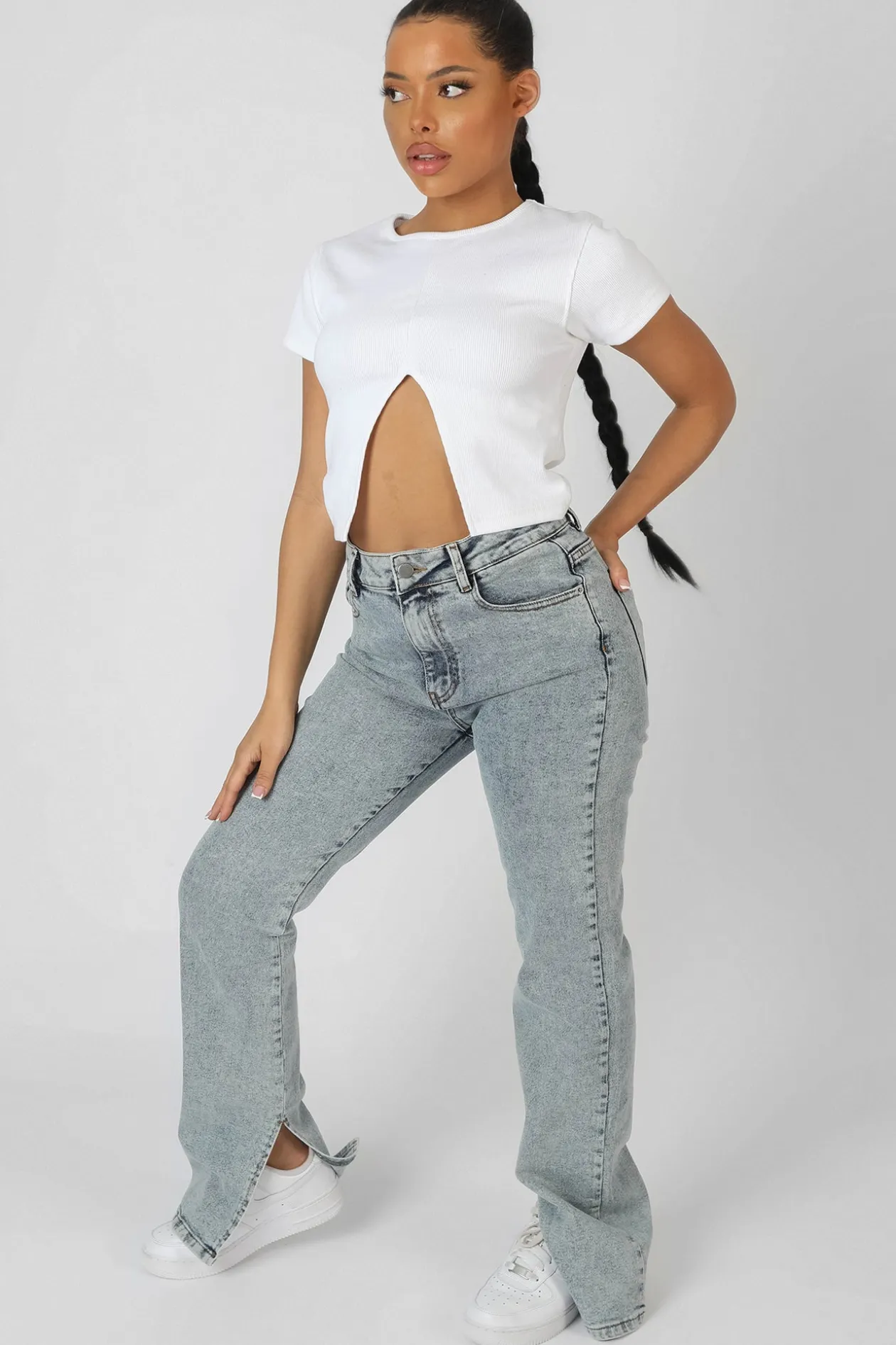 Public Desire Split Front Ribbed T-Shirt | Women Tops