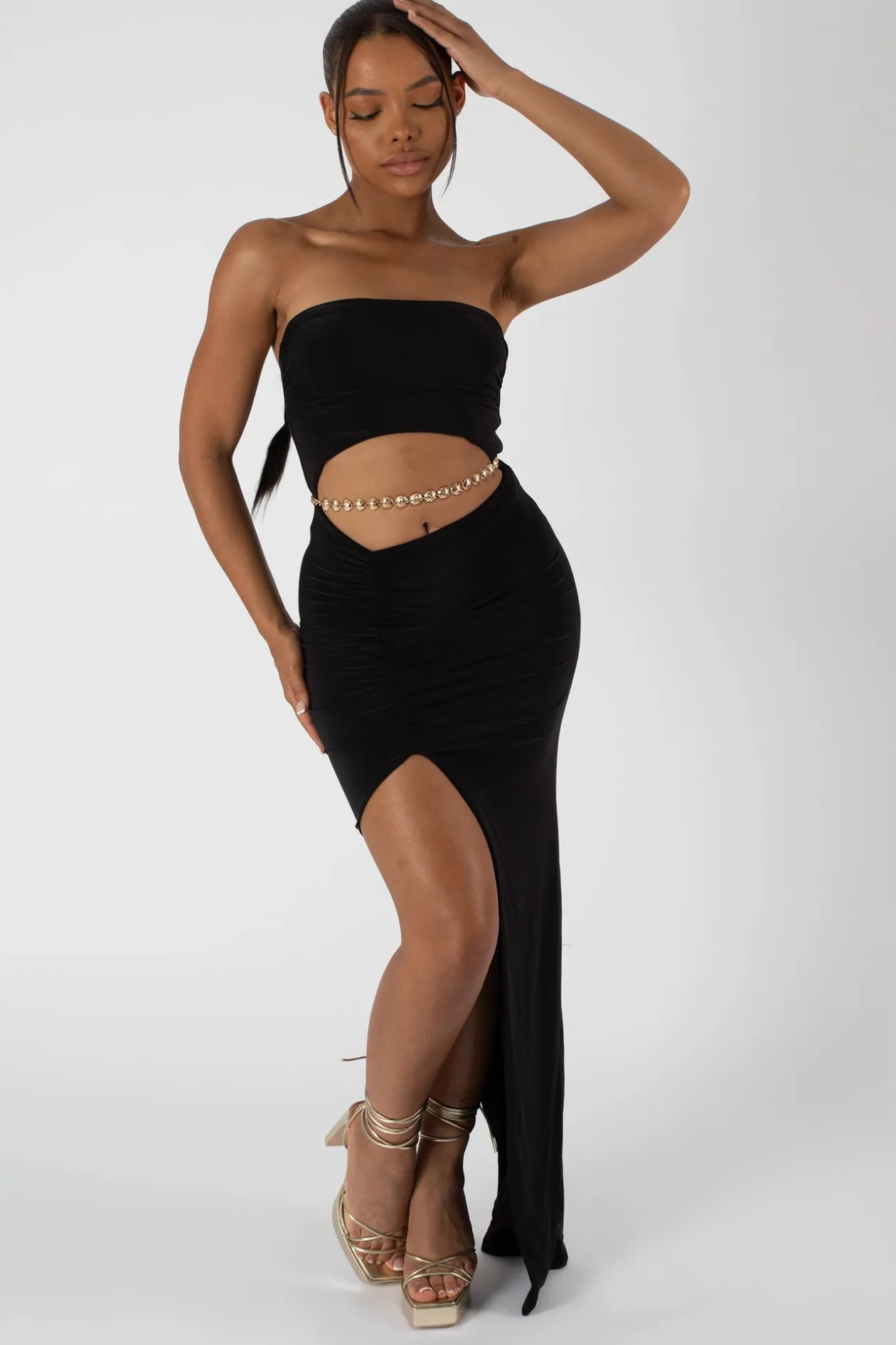 Public Desire Split Side Bandeau Slinky Maxi Dress | Women Dresses