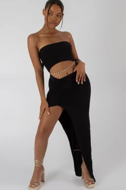 Public Desire Split Side Bandeau Slinky Maxi Dress | Women Dresses