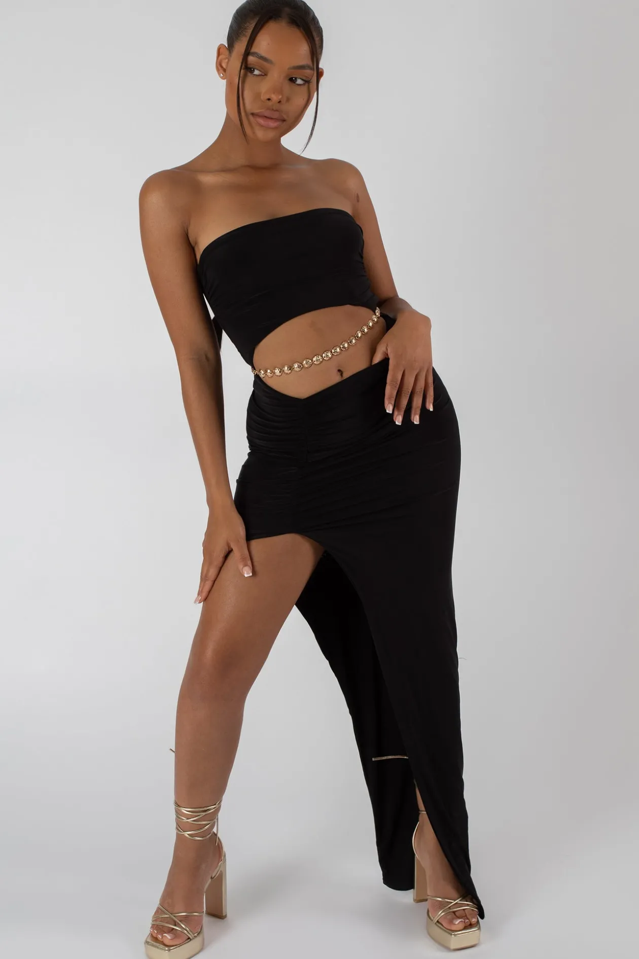 Public Desire Split Side Bandeau Slinky Maxi Dress | Women Dresses