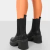 Public Desire Step Up Drench Pu Platform Chunky Sole Heeled Ankle Boots | Women Chunky Boots