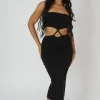 Public Desire Strapless Bandeau Cut Out Detail Midi Dress | Women Dresses