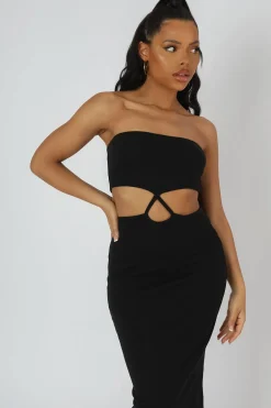Public Desire Strapless Bandeau Cut Out Detail Midi Dress | Women Dresses