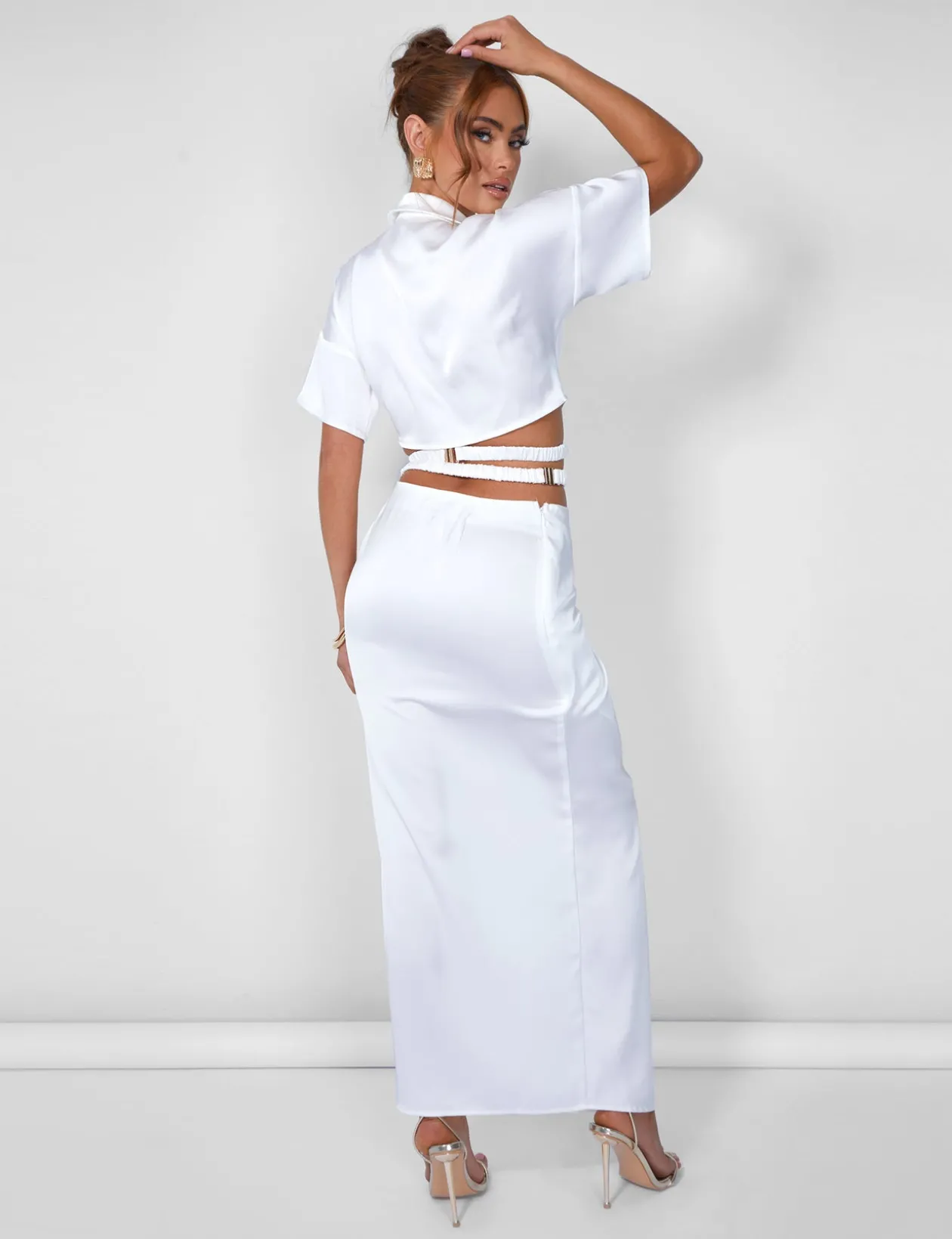 Public Desire Strappy Cropped Satin Shirt | Women Tops