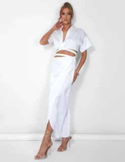 Public Desire Strappy Wrap Midaxi Satin Skirt | Women Skirts