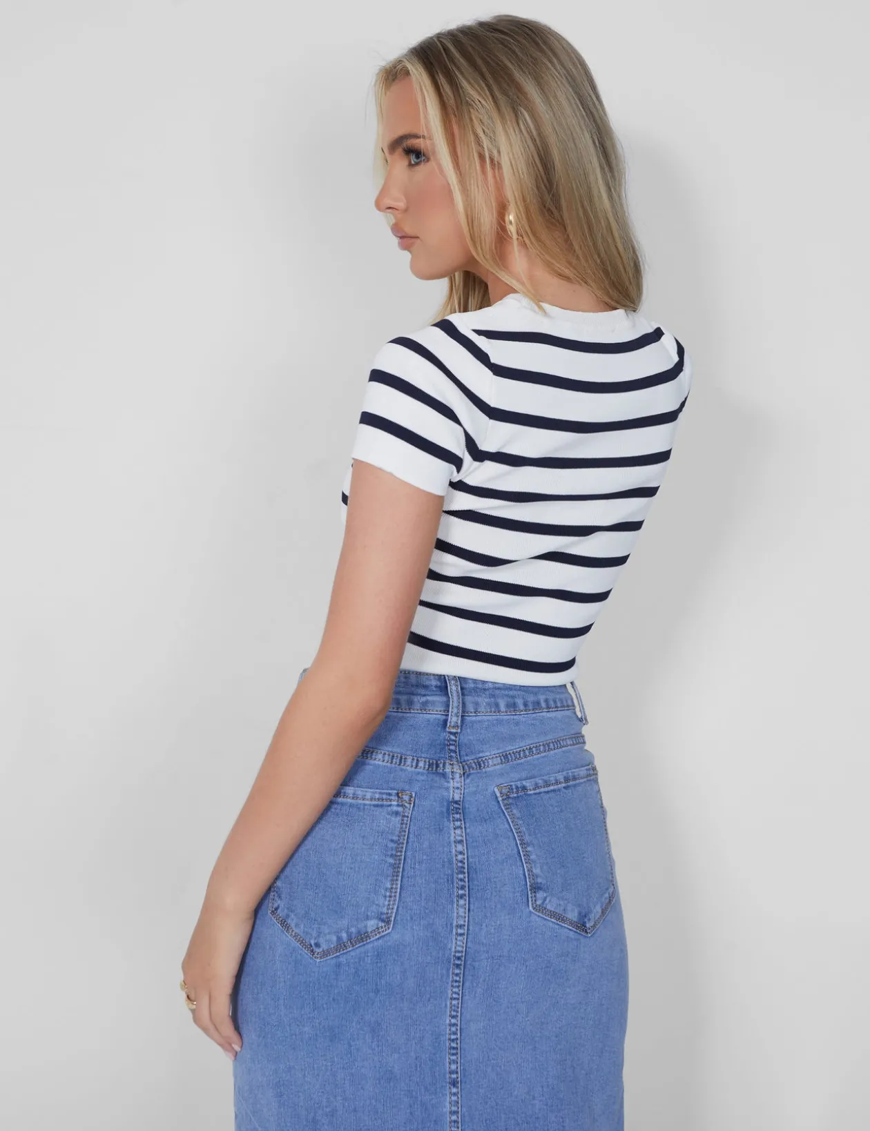 Public Desire Stripe Knitted Baby Tee | Women Tops