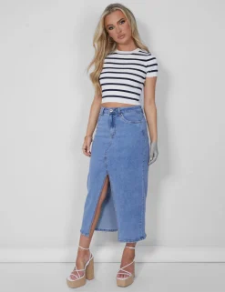Public Desire Stripe Knitted Baby Tee | Women Tops