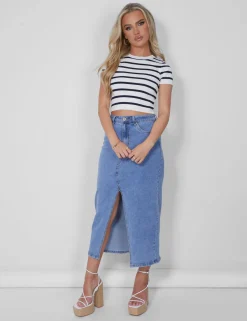 Public Desire Stripe Knitted Baby Tee | Women Tops