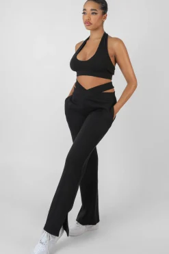 Public Desire Super Cropped Halter Neck Ribbed Crop Top | Women Tops