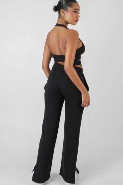 Public Desire Super Cropped Halter Neck Ribbed Crop Top | Women Tops
