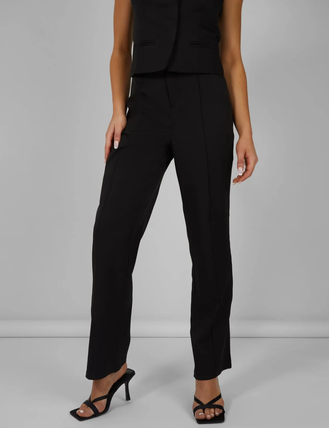 Public Desire Tailored Extreme High Waisted Slim Leg Trousers Black | Women Trousers