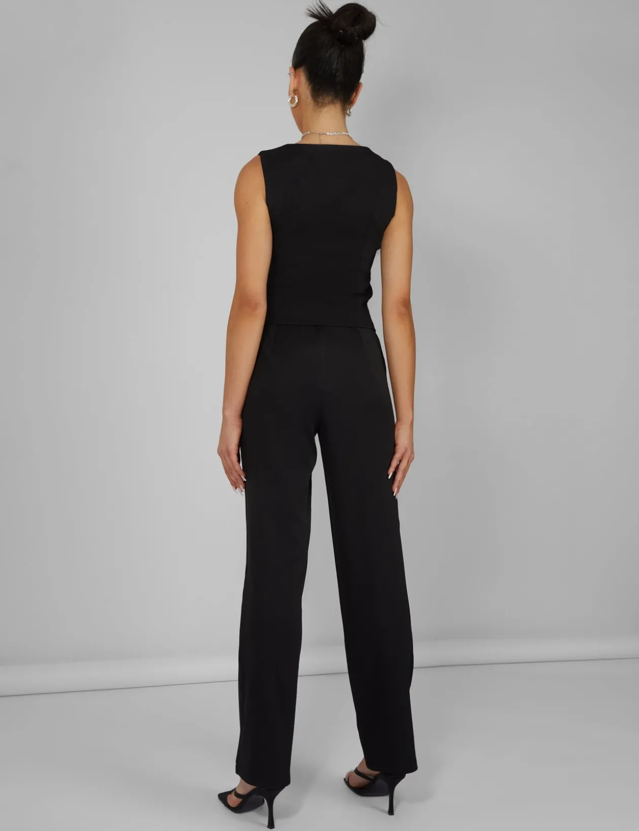 Public Desire Tailored Extreme High Waisted Slim Leg Trousers Black | Women Trousers