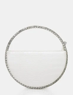 Public Desire The Alessia Croc Pu Circle Diamante Grab Bag | Women Mini Bags
