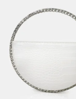 Public Desire The Alessia Croc Pu Circle Diamante Grab Bag | Women Mini Bags