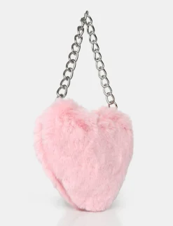 Public Desire The Anouk Heart Shaped Faux Fur Grab Bag | Women Clutch Bags