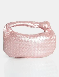 Public Desire The Blame Baby Pearlescent Woven Pu Knot Detail Mini Grab Bag | Women Evening Bags