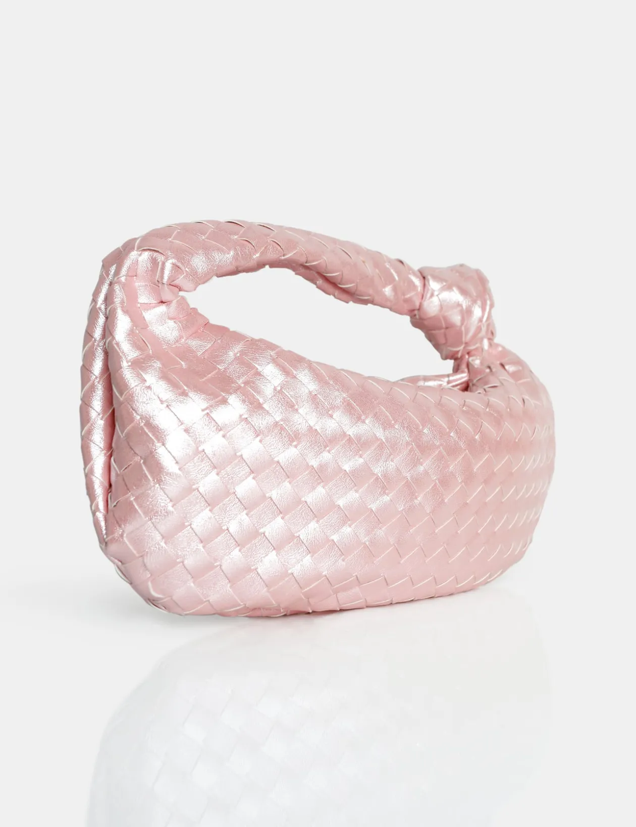 Public Desire The Blame Baby Pearlescent Woven Pu Knot Detail Mini Grab Bag | Women Evening Bags