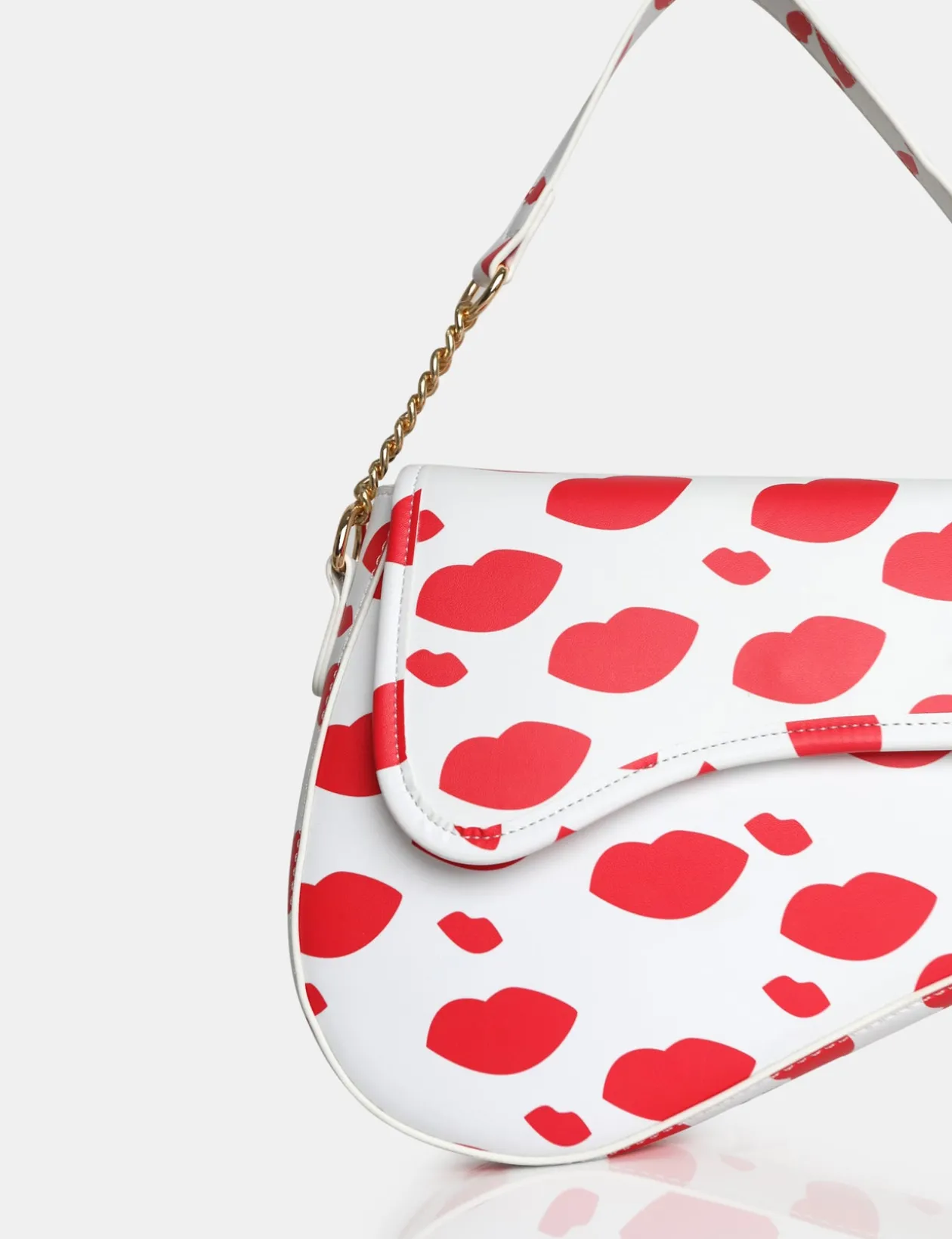 Public Desire The Fox Lip Print Saddle Shoulder Bag | Women Mini Bags