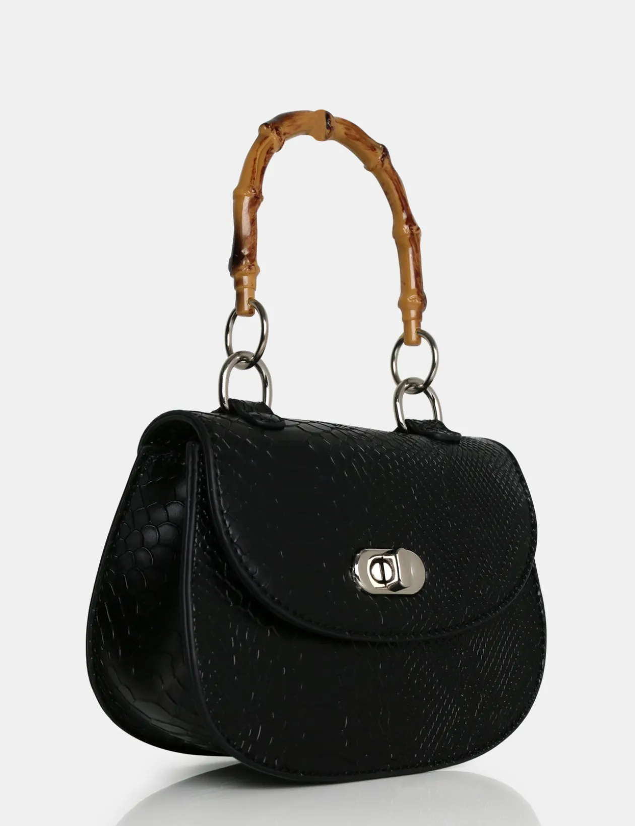 Public Desire The Kalena Croc Bamboo Handle Mini Bag | Women Mini Bags
