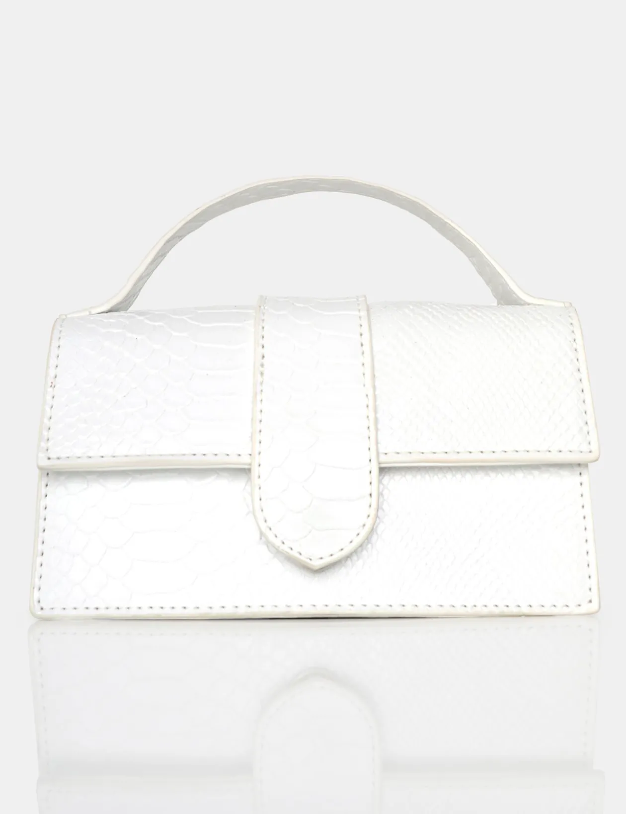 Public Desire The Mika White Matte Croc Bag | Women Mini Bags