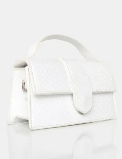 Public Desire The Mika White Matte Croc Bag | Women Mini Bags