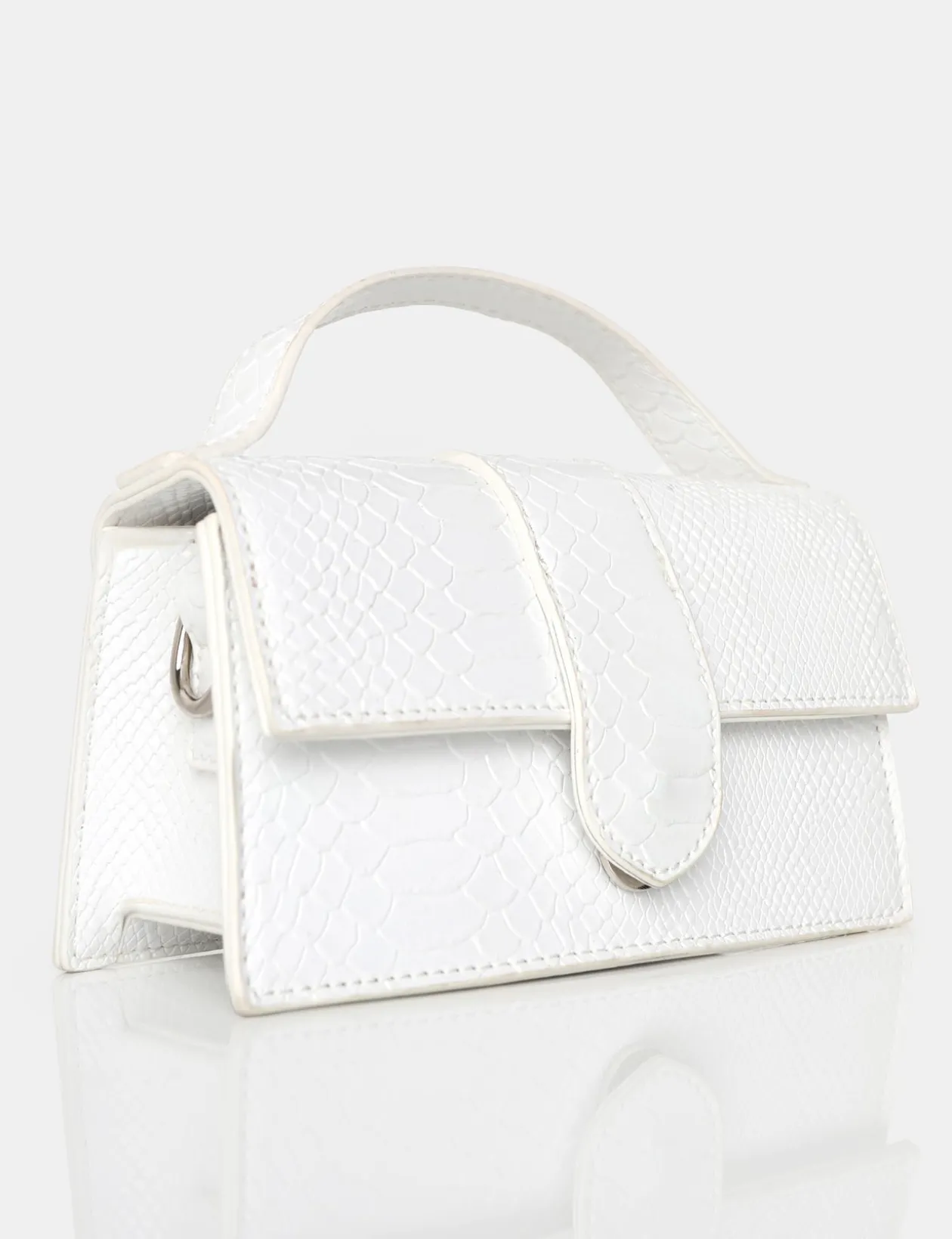 Public Desire The Mika White Matte Croc Bag | Women Mini Bags