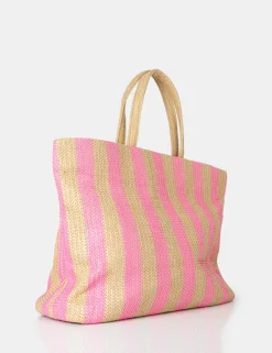 Public Desire The Nikki Stripe Canvas Top Handle Tote Bag | Women Tote Bags