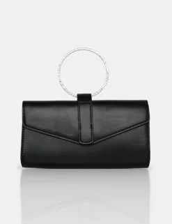 Public Desire The Pammy Pu Diamante Handle Envelope Clutch | Women Clutch Bags