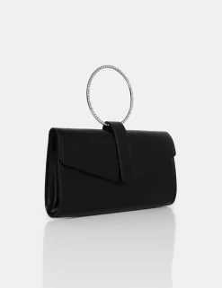 Public Desire The Pammy Pu Diamante Handle Envelope Clutch | Women Clutch Bags