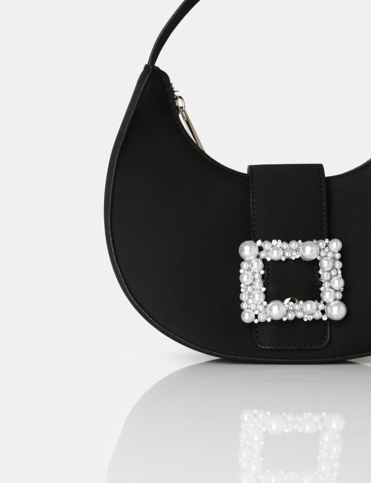Public Desire The Pearl Satin Pearled Buckle Mini Bag | Women Mini Bags