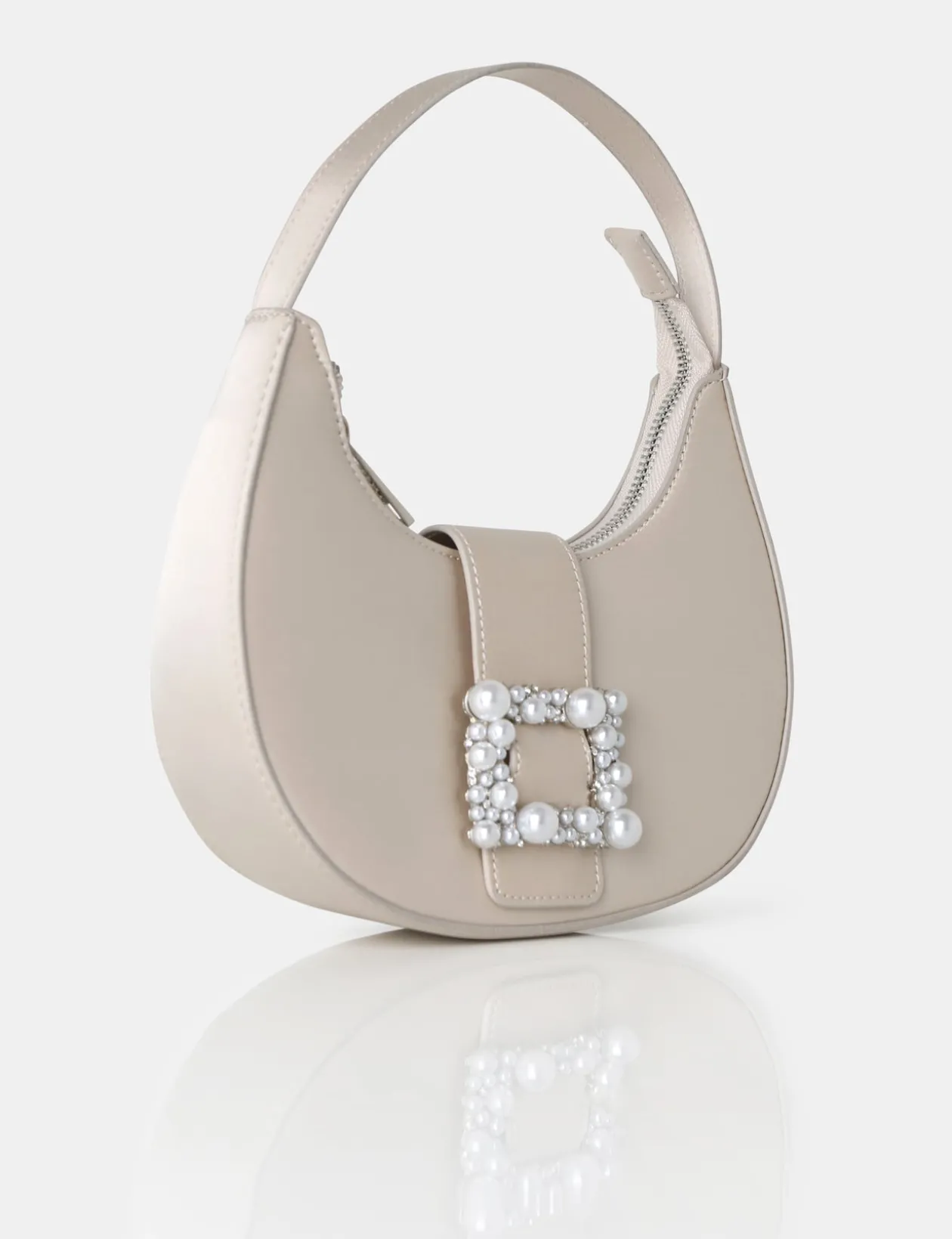 Public Desire The Pearl Satin Pearled Buckle Mini Bag | Women Mini Bags