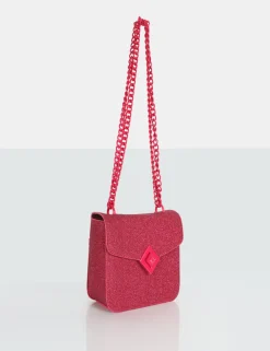 Public Desire The Pixie Hot Glitter Bag Chain Detail Shoulder Bag | Women Evening Bags
