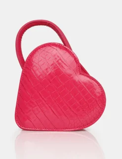 Public Desire The Roux Bright Croc Heart Grab Bag | Women Mini Bags