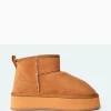 Public Desire Theo Chestnut Brown Faux Suede Ultra Mini Ankle Platform Boots | Women Ultra Mini Boots