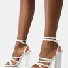 Public Desire Tobi Wide Fit Patent Strappy Square Toe High Block Heels | Women Wide Fit Heels