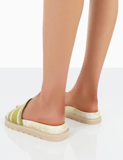 Public Desire Toile Sage Embroidered Print Slide Sandals | Women Sliders