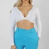 Public Desire Twist Front Long Sleeve Crop Top | Women Tops