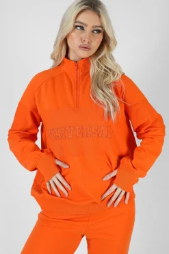 Public Desire Universal Reverse Panel Half Zip Pullover Sweatshirt | Women Sweatshirt & Hoodies