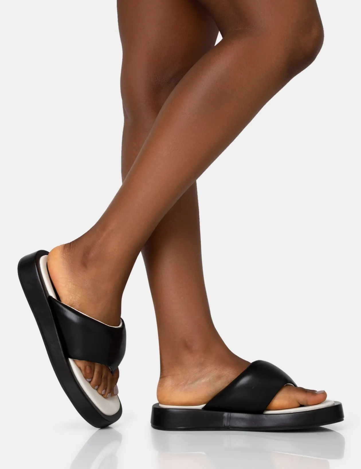 Public Desire Vacay Contrast Padded Square Toe Flip Flop Sandals | Women Chunky Sandals