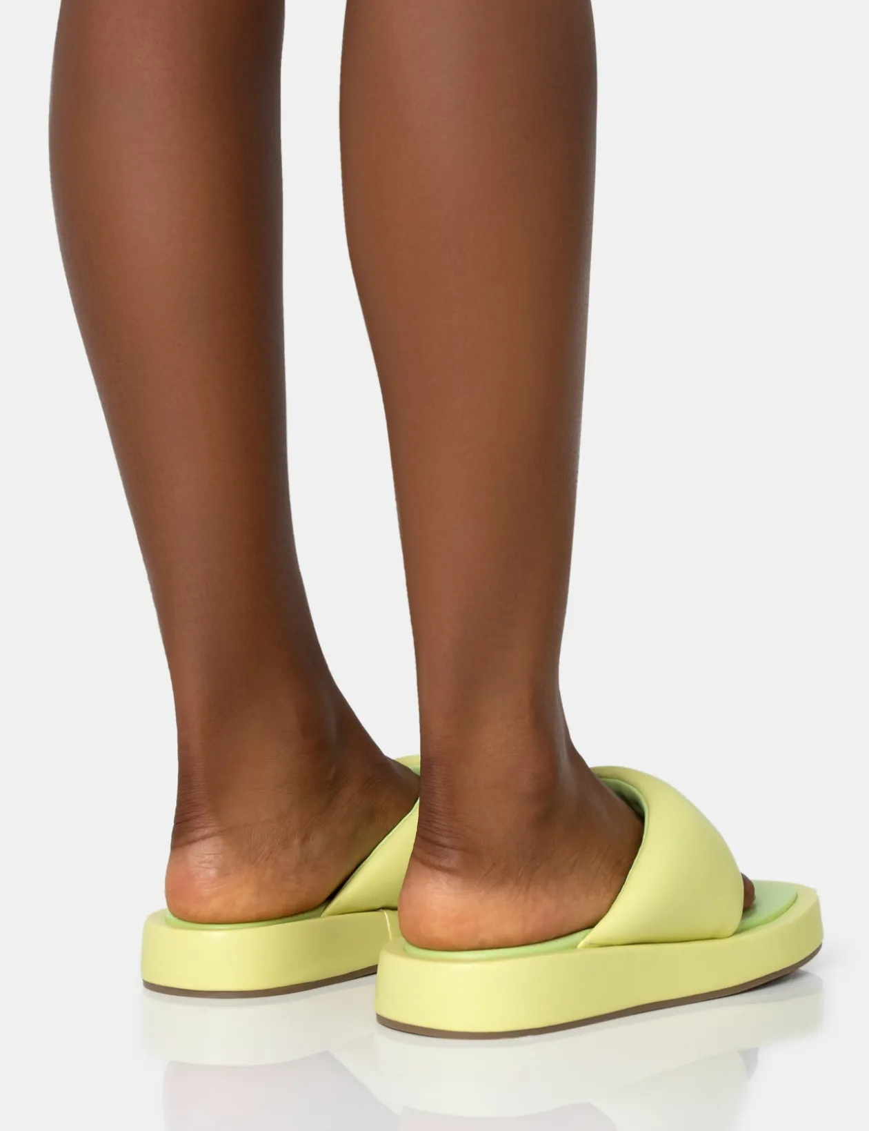Public Desire Vacay Lime Contrast Padded Square Toe Flip Flop Sandals | Women Chunky Sandals