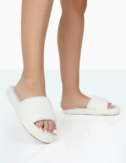 Public Desire Vale Borg Fluffy Slider Slipper | Women Sliders