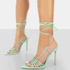 Public Desire Valencia Pu Strappy Lace Up Pointed Toe Stiletto Heels | Women Stilettos