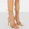 Public Desire Valencia Pu Strappy Lace Up Pointed Toe Stiletto Heels | Women Stilettos