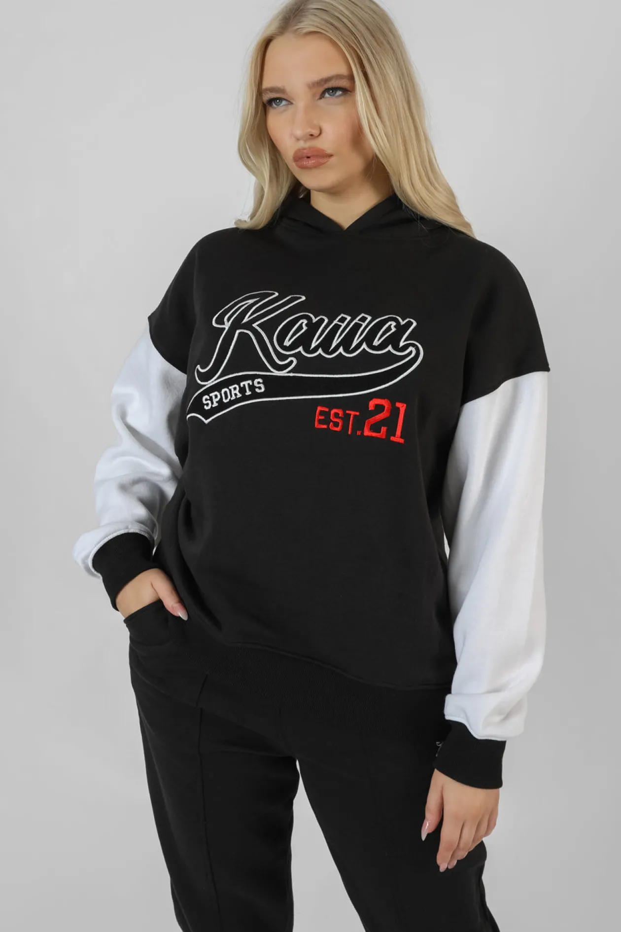 Public Desire Varsity Contrast Sleeve Hoodie | Women Sweatshirt & Hoodies
