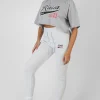 Public Desire Varsity Embroidery Cropped T-Shirt Marl | Women Tops