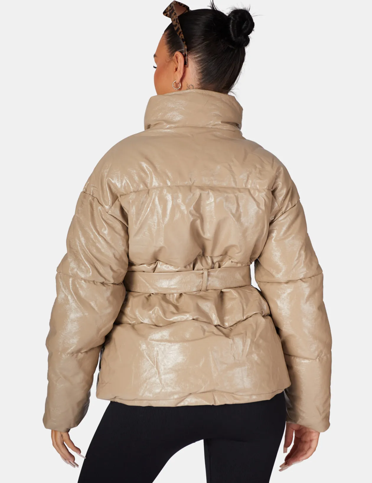 Public Desire Vinyl Belted Puffer | Women Outerwear & Jackets