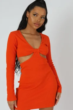 Public Desire Waist Cut Out Long Sleeve Mini Dress | Women Dresses
